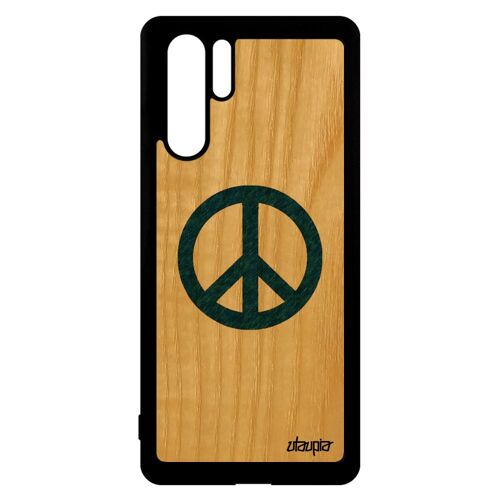 Coque Peace and love P30 Pro bois silicone & rasta hippie Bleu rigide de Huawei P30 Pro