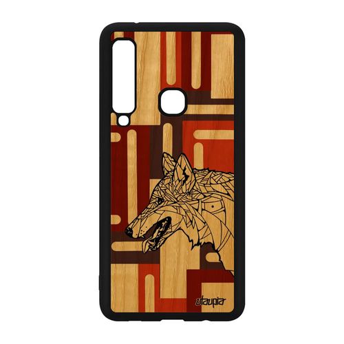Coque Loup Samsung Galaxy A9 2018 Bois Silicone Azteque Noir Et Blanc Cube Chien