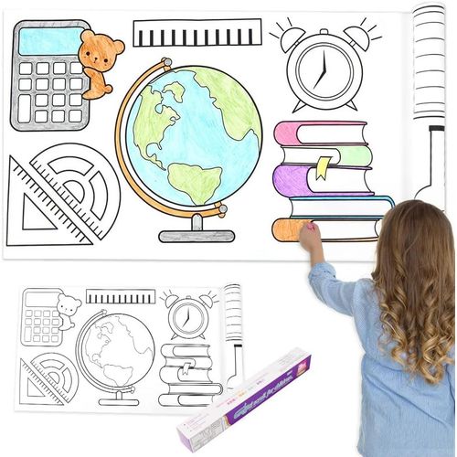 KALANKA-Rouleau de Papier Dessin, 3M Rouleau de Coloriage Adhésif, Children's Drawing Roll Coloring Paper Roll pour Enfants Jouets d'art et de Créativité pour Tout-Petits (Nécessités Quotidiennes)
