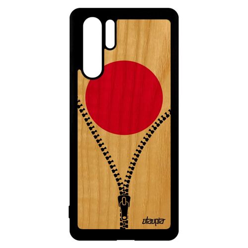 Coque Huawei P30 Pro En Bois Silicone Drapeau Japon Japonais Football Motif Foot