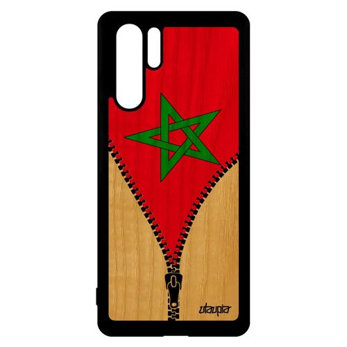 Coque Silicone Huawei P30 Pro Bois Drapeau Maroc Marocain Coupe Du Monde Foot De