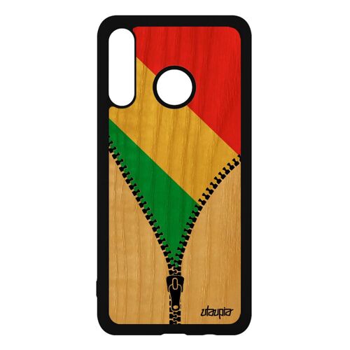 Coque Bois Huawei P30 Lite Silicone Drapeau Congo Brazzaville Congolais Jo Motif