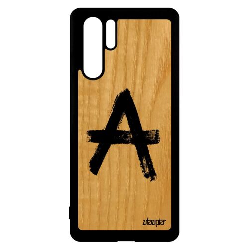 Coque Huawei P30 Pro bois silicone anarchie Homme Noir tague solide peinture mur