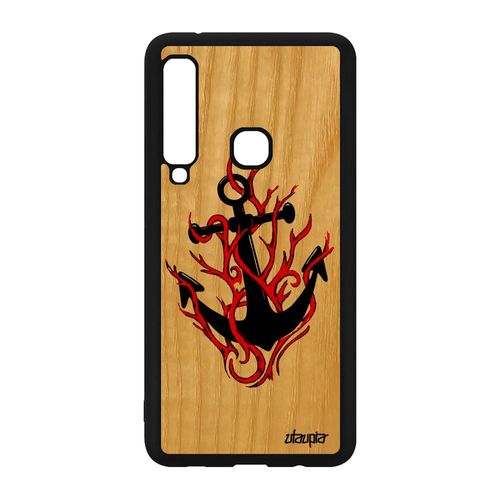Coque Bois Samsung A9 2018 Silicone Ancre 4g Jolie Tendance Rouge Solide Samsung Galaxy A9 2018