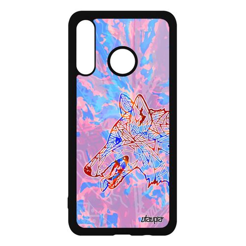 Coque P30 Lite silicone loup noir mechant homme tribal ethnique telephone Huawei P30 Lite