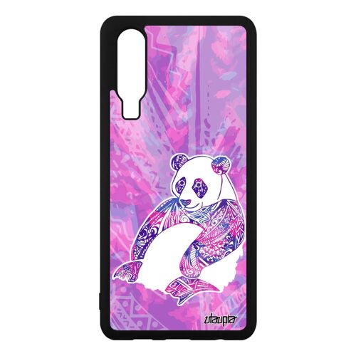 Coque silicone P30 panda mobile motif fille plume tribal TPU Violet chine Huawei P30