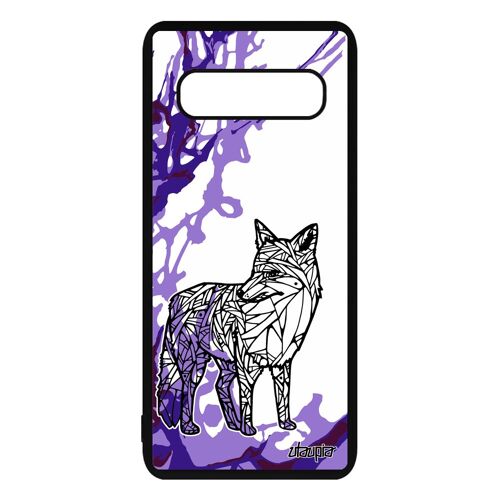 Coque Galaxy S10 Plus silicone renard dessin Violet art tribal azteque a Samsung Galaxy S10 Plus