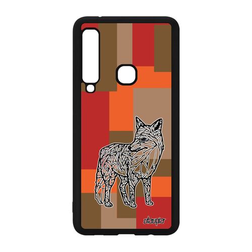 Coque Samsung Galaxy A9 2018 Silicone Renard Tribal Ethnique Marron Portable Tpu