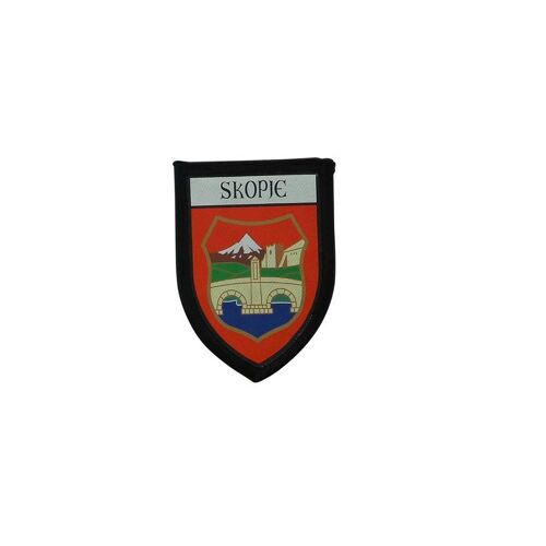 Ecusson Brode Thermocollant Imprime Blason Ville Drapeau Skopje Macedoine