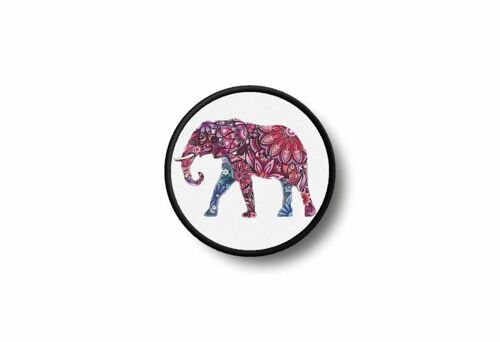 Patch Biker Insigne Ecusson Brode Imprime Thermocollant Elephant Rose Vintage