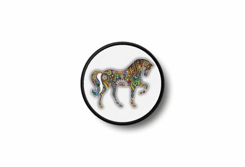 Patch Biker Insigne Ecusson Brode Imprime Thermocollant Cheval Rose Vintage