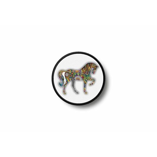 Patch Biker Insigne Ecusson Brode Imprime Thermocollant Cheval Rose Vintage