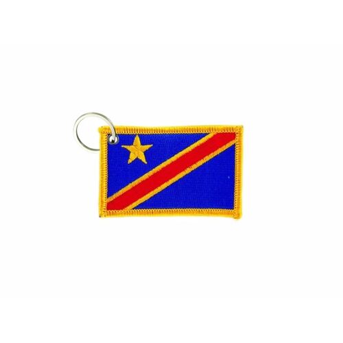 Porte Cle Cles Clef Brode Patch Ecusson Badge Drapeau Congo Rdc Congolais