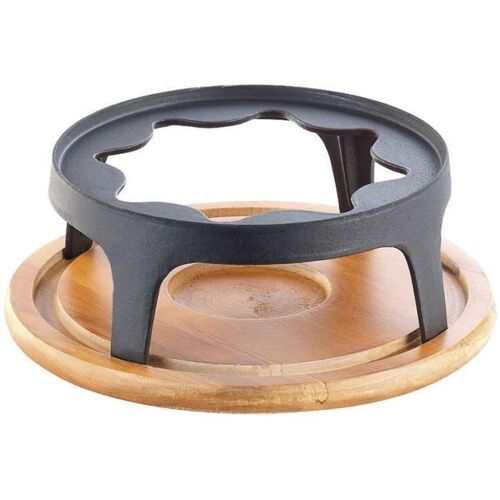 Support en bois pour réchaud en fonte - 24 cm