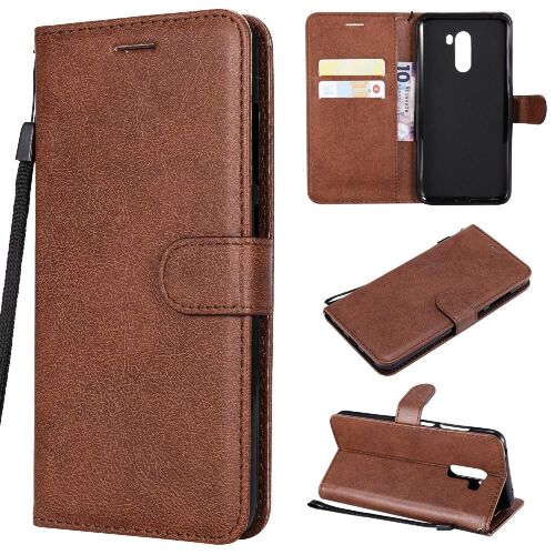 Flip Étui Pour Xiaomi Poco F1 Étui De Téléphone Portefeuille D'affaires Avec Fente Pour Carte Couleur Solide Classique Cuir De Haute Qualité - Le Brun