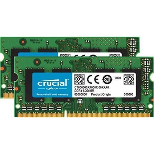 Crucial 8GB Kit (4GBx2) DDR3 1600 MT-s (PC3-12800) SODIMM 204-Pin Memory for Mac CT2C4G3S160BMCEU