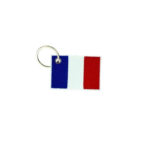 Porte Cle Cles Clef Brode Patch Ecusson Drapeau France Francais 7x5cm Tricolore