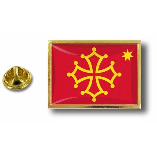 Pins Pin Badge Pin's Metal Epoxy Pince Papillon Drapeau Occitan Occitanie Croix