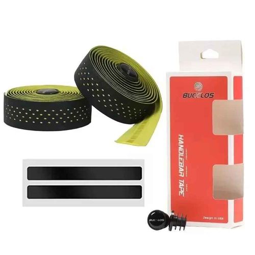 Buckkub-Ruban Antichoc En Silicone Pour Guidon De Vélo De Route,Avec Bouchons D'extrémité,Pièces De Cyclisme - Type Pu-Yellow