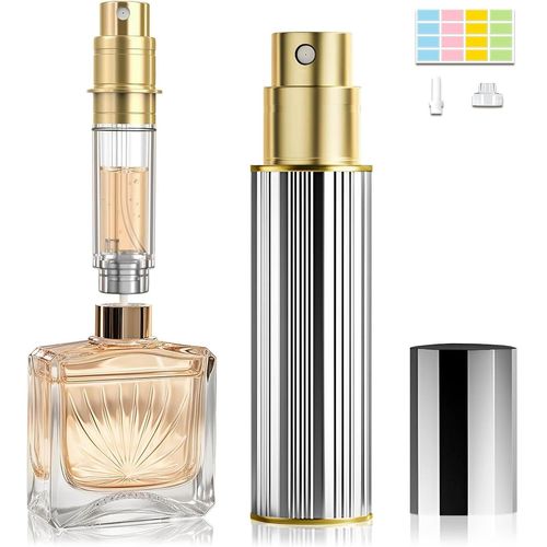 Kalanka-Atomiseur De Parfum, Flacon De Voyage De 10 Ml, Rechargeable Et Format Voyage, Facile À Remplir, Distributeur De Cologne Pour Homme Et Femme (Argenté) 