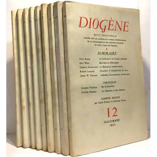 Diogène Revue Trimestrielle N°1-4-6-7-8-9-10-11-12 Numéros De 1952 À 1955