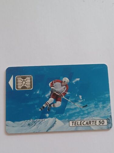 Carte Téléphonique Télécarte 3615 Cojo 92 16e Jeux Olympiques D'hiver Hockey Sur Glace, Xvie Jeux Olympiques D'hiver Puce Argent Sur Fond Noir 50 Unités Sc5 10/91