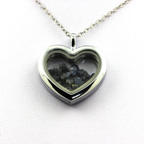 Collier Saphir Brut. Modèle Coeur.