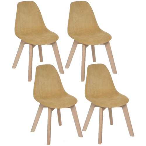 Lot De 4 Chaises Pour Enfant Lena Effet Velours - Jaune