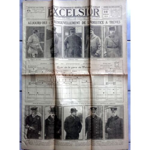 14-18 : Vieux Journal "L'excelsior" Du 16 Février 1919 (Armistice, Abel Hermant, Albert Guillaume...)