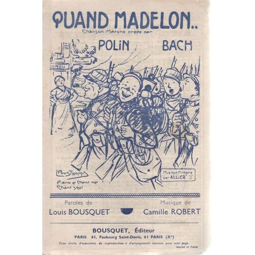 Partition Militaria "Quand Madelon" Chanson Marche Polin