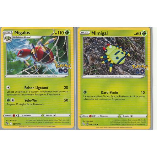 2 Carte Pokemon - Migalos 007/078 + Mimigal 006/078 - Eb10,5 - Pokemon Go -