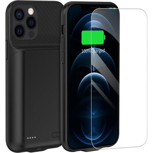 JGD-Coque batterie pour iPhone 12 Pro Max, 8500 mAh rechargeable et robuste, étui de chargement pratique, autonomie supplémentaire pour iPhone 12 Pro Max (convient uniquement à 6,7"") avec