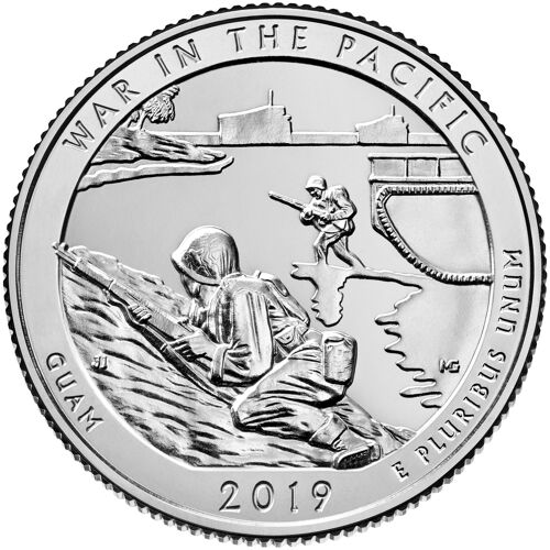 Usa : 2 Quarters Neufs Unc Parcs Nationaux War In The Pacific 2019 P Et D Pièces Neuves De Rouleau