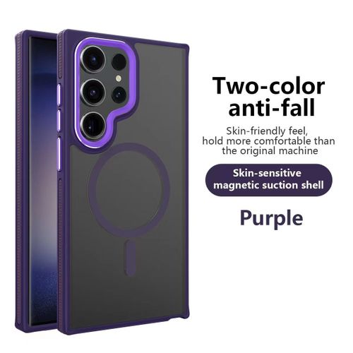 Etui Coque pour Samsung Galaxy S22 Ultra,respectueux de la peau,support wireless charging,coque de protection de téléphone anti-chute,Mauve