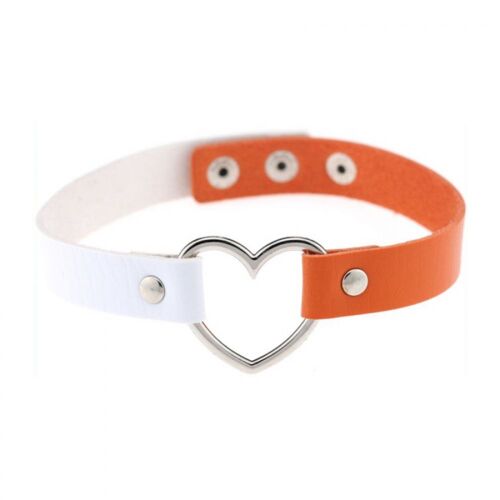 Bijoux Ras De Cou Heart Duo Blanc-Orange