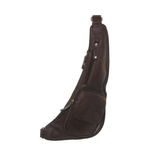 Sacoche asymétrique Hexagona en cuir Ref 48001 Marron 16*45*2