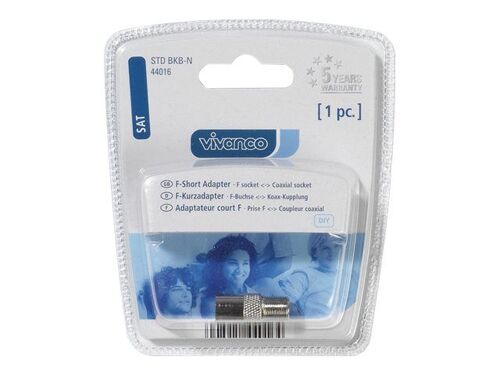 Vivanco STD BKB-N - Adaptateur d'antenne - connecteur F (F) pour connecteur IEC (F)