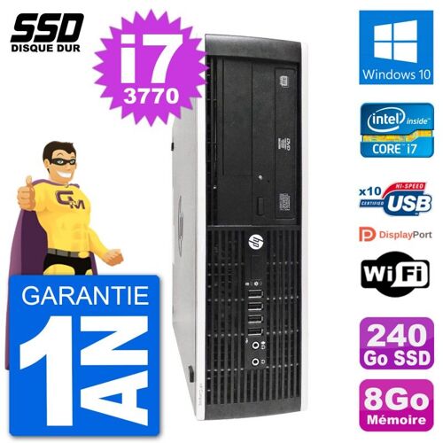 PC HP 8300 Elite SFF Intel i7-3770 RAM 8Go SSD 240Go Windows 10 Wifi