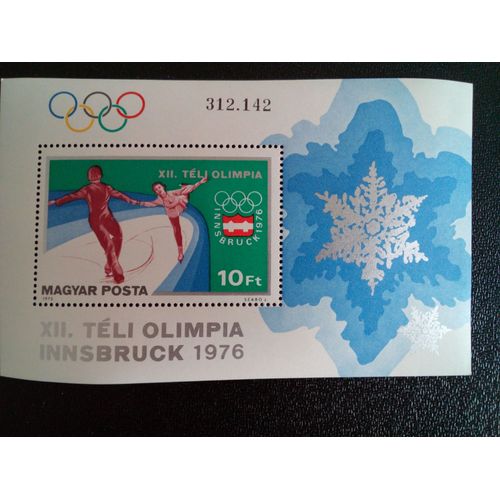 Timbre Hongrie Yt Bf 122 12e Jeux Olympiques D'hiver, Innsbruck 1976 1975 ( 10612 )