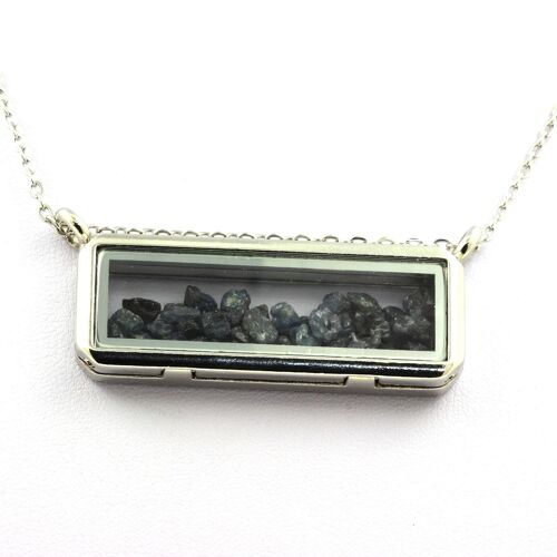 Collier Saphir Brut. Modèle Rectangle.