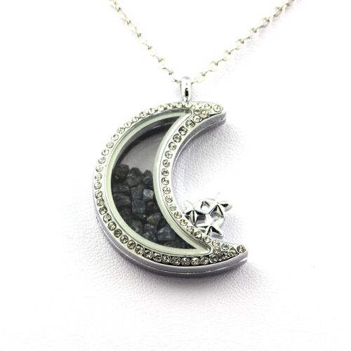 Collier Saphir Brut. Modèle Lune.