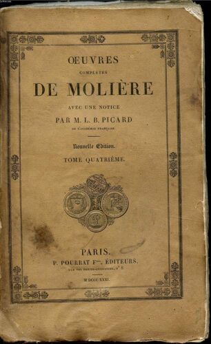 Oeuvres Complètes De Molière - Tome Quatrième -