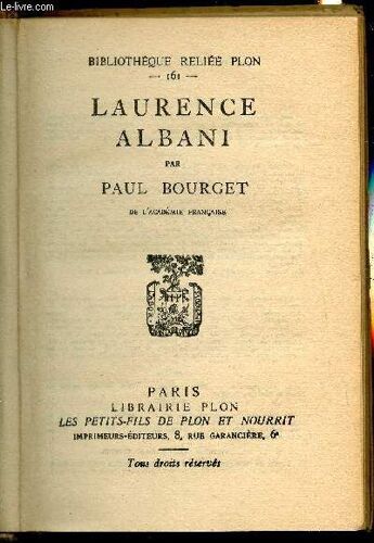 Laurence Albani - Bibliothèque Reliée Plon N°161 -