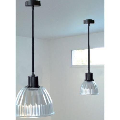 Tibelec Suspension Metal Noir E27 60w Et Fil Tissu Noir