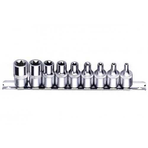 DOUILLES TORX FEMELLES de E4 à E20 SUR REGLETTE, CARRE 1/4 ET 3/8