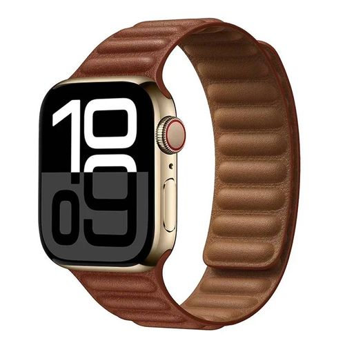 Lien en cuir pour bracelet de montre Apple 44mm 40mm 45mm 49mm 41mm bracelet à boucle magnétique d'origine iWatch série 8 3 SE 6 7 Ultra bracelet-38 40 41 S10-42 mm-13 saddle brown