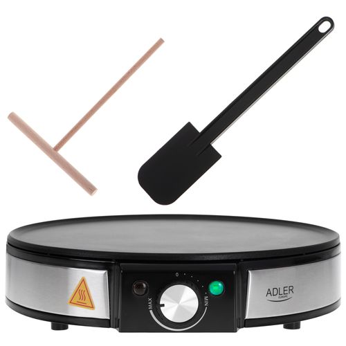 Crêpière, 30cm Diamètre, Revêtement Antiadhésif, Température Réglable, 1600W, Noir, Adler, AD3058