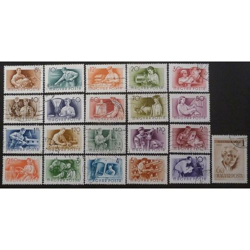 Hongrie Oblitéré Y Et T N° 1158 À 1177 Et 1182 Lot De 21 Timbres De 1955 Métiers (Série Complète)