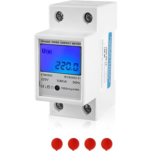 LIKO-Compteur Electrique Compteurs D'Énergie: Compteur D'Électricité Numérique Lcd Compteur Ac Rail Din, 5(80) A 220V B Compteur Ac Calibré Rail Din Compteur Kwh Compteur D'Électricité Monophasé 2 Br