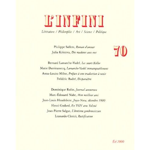 L'infini N° 70 Été 2000